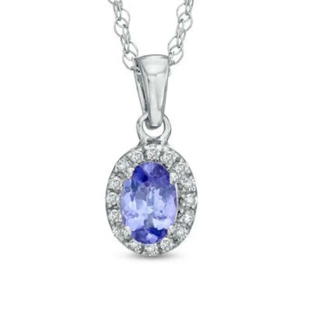 ✨HP✨Oval Tanzanite & Diamond Accent Frame Pendant✨